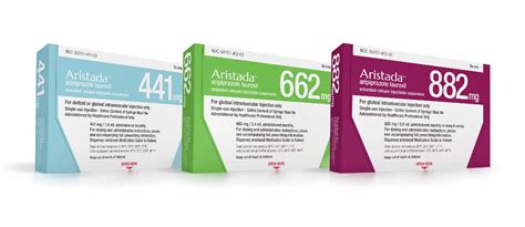 Co-pay of aristada. Most importantly, Aristada needs to be 1) stored horizontally; 2) tapped firmly against the hand 10 times; 3) shaken vigorously for 30 seconds; and 4) injected rapidly. Aristada 441 mg and Aristada Initio can be administered in the deltoid or gluteal muscle. All other strengths of Aristada must be administered in the gluteal muscle. 