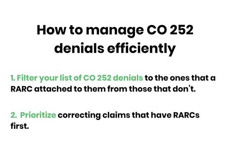 Co252 denial code. Things To Know About Co252 denial code. 