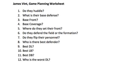 Coach Vint Developing An Offensive Game Plan And Call Sheet Less Is More