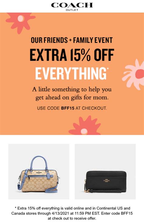 Top Coach Outlet Promo Codes for October 11, 2023 11% OFF Coach Outlet Save 11% Off w/ Promo Code CODE See Details E11 Show Coupon Code 60% OFF Coach Outlet Get 60% Discount Using Promo Code CODE See Details E20 Show Coupon Code Get Coach Outlet coupons instantly! Enter email address Get Alerts FREE SHIPPING Coach Outlet Free Shipping on All Orders. 