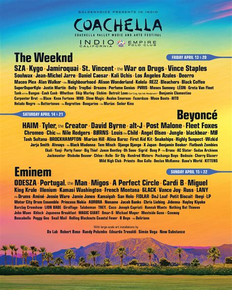 Desert residents wanting to attend Coachella will have a chance to purchase resident tickets after the lineup in announced, expected in January. Coachella Weekend 1 general admission passes cost .... 