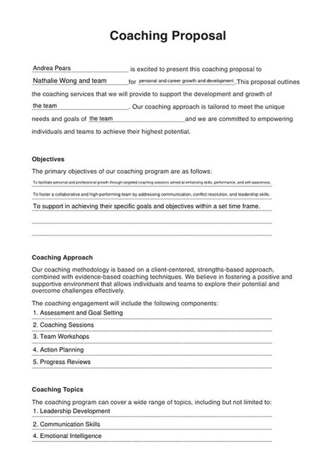 Coaching Proposal 18+ Examples, Format, Pdf Examples
