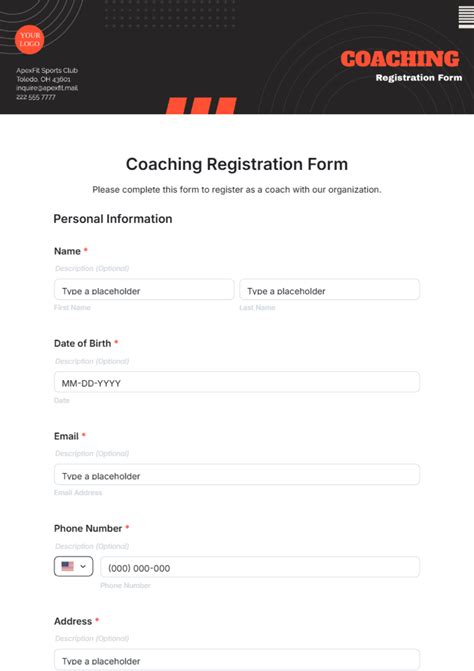 Coaching Registration Form PDF
