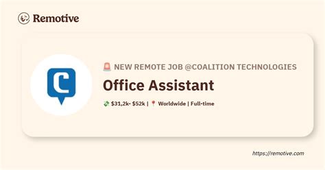 Coalition technologies office assistant.  📍Location: Worldwide.  Co...
