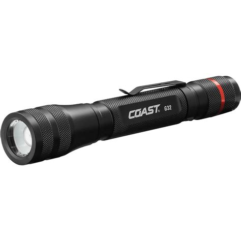 Description. Direct light right where you need it with this Coast LED flashlight. Two modes let you switch between a tightly focused beam and flooding the area ahead with illumination, and you can change modes with a simple twist. This compact Coast LED flashlight has an integrated pocket clip for hands-free carrying.. 