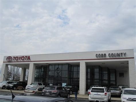 Cobb toyota. Located in Kennesaw, GA, Cobb County Toyota is near Marietta, Acworth and the greater Atlanta area. Cobb County Toyota; Main 770-203-0105; Service 770-426-4888; 2111 Barrett Lakes Blvd Kennesaw, GA 30144; Service. Map. Contact. Cobb County Toyota. Call 770-203-0105 Directions. New Search Inventory 