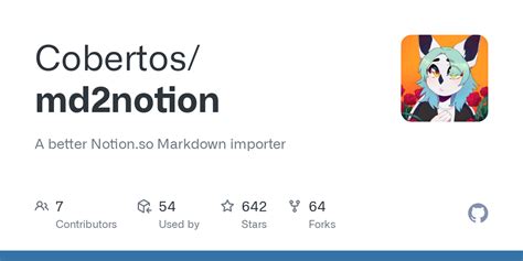 Cobertos/md2notion: A better Notion.so Markdown importer - Github