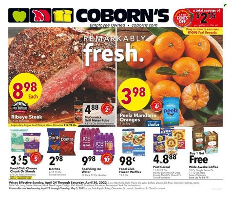 Valid 11/17 - 11/30/2022 Coborn's prides itself as a provider of fresh, high-quality groceries across various regions in the United States. Coborn's stores' ad conveniently avails the best deals on fresh groceries, coffee, milk, snacks, and special treats for your shopping. Customers at Coborn enjoy a wide range of weekly specials, enabling them to save big on grocery shopping ...