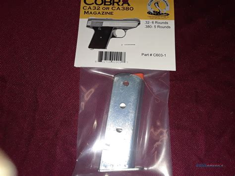 What ammo clips are compatible with the 380 caliber Cobra? None. How do you clean a cobra 380? Follow instructions in owners manual. My 380 cobra doesnt have a firing pin can i still take it apart? Yes. How do you break down an older cobra 380 hand gun? Best left to a gunsmith. Value of Colt auto 380 auto 1897-1903?. 