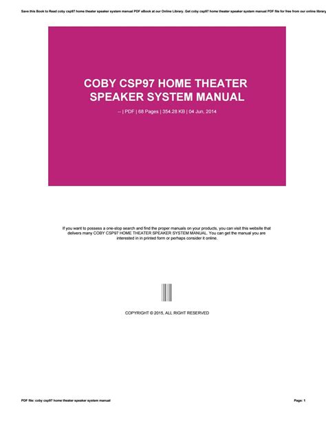 Coby csp97 home theater speaker system manual. - Affaire de la délimitation du plateau continental entre la france et le royaume-uni.