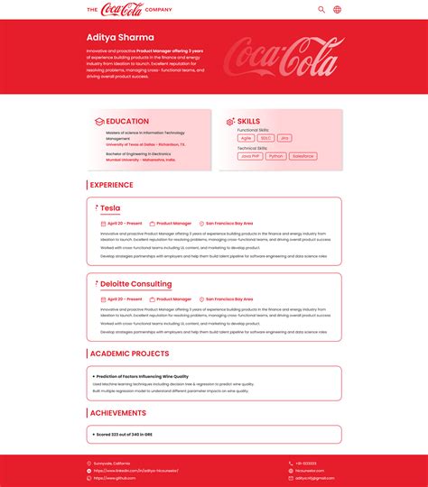 Coca cola cv.  The Coca‑Cola Company application process is designed...