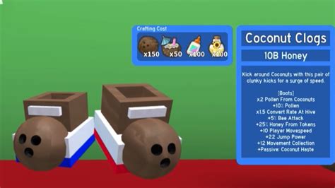 Coconut clogs. Agloo68 · 4/8/2023 in General. I got coco can. Coconut Canister. Welcome to the Bee Swarm Simulator Wiki! Bee Swarm Simulator is an online multiplayer game made in Roblox by Onett. The purpose of the game is to hatch bees to make a swarm, collect pollen, and make it into honey. 