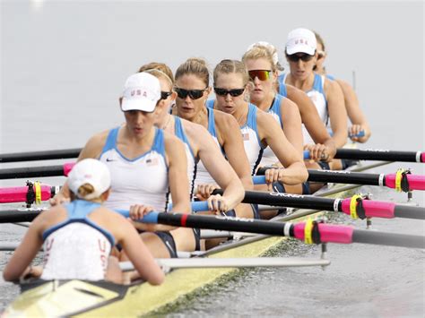 The men's lightweight crew team seen in action during practice on May 2, 2015. The women coxswains, at 125 pounds, are much smaller than their teammates, but are an integral part of the team ...