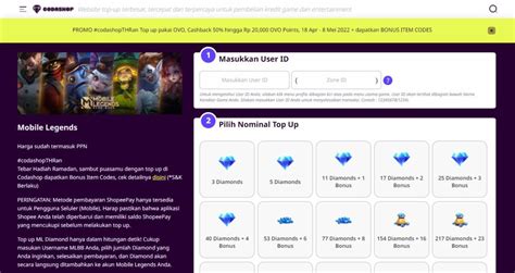 Codashop top up ml indonesia.  Codashop ML murah menjadi pilihan yang tepat ba...