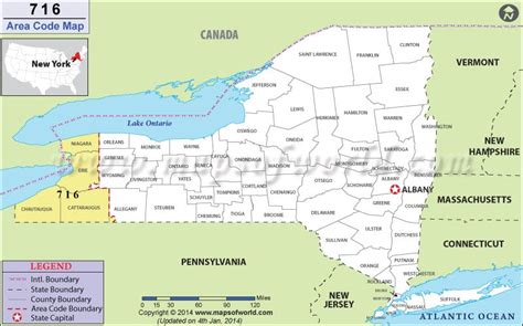 Code 716. Area Code 716 is located in New York. It covers 82 cities, including Buffalo, Niagara Falls, North Tonawanda, Jamestown, and Lockport. It also covers 7 counties, including Erie County, Chautauqua County, Niagara County, Cattaraugus County, and Allegany County. 