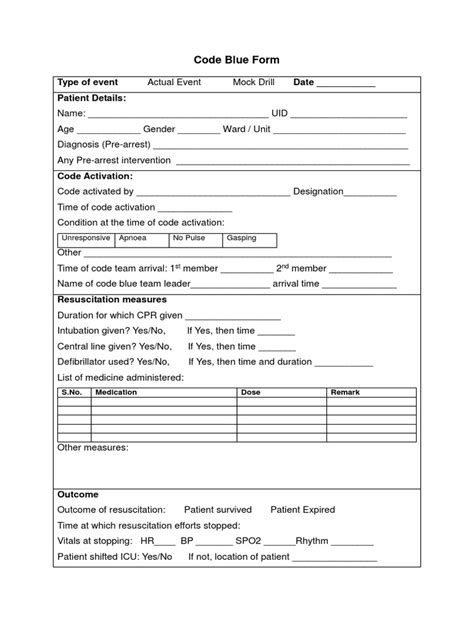 Code Blue Form SKH PDF
