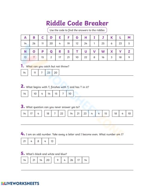 Code Breaker Worksheet