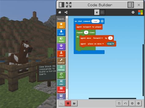 Code Builder in Minecraft Education.