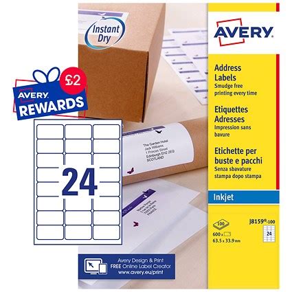 Code For 24 Lables Per Page Avery Quick DRY Inkjet Addressing Labels