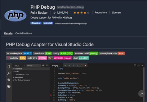 Code debug visual php