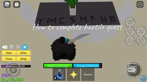 Code for bartilo quest. Instructions The player first needs to reach Lv. 850 to achieve the quest. Interact with Bartilo and he'll first ask the player to kill/defeat 50 Swan Pirates (also giving $50,000 in the task). After this is completed, he will ask the player to kill/defeat Jeremy who is located on the mountain near the Swan Pirates location. 