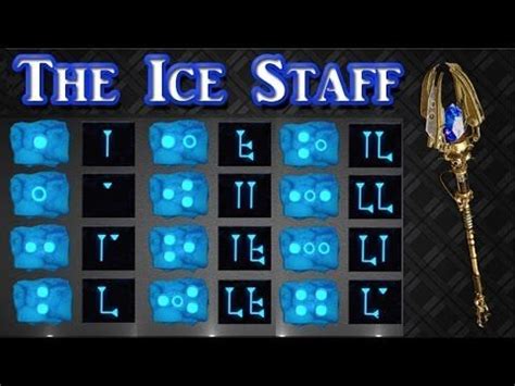 Once the Ice staff is done, you will be able to do its upgrade quest. Head to the crazy place. Around the Ice portal, you will notice two things. First, there are tiles floating above the area with symbols made with triangles and lines. Second, there is an ice pillar nearby, with a symbol on it, this one made with circular symbols.. 
