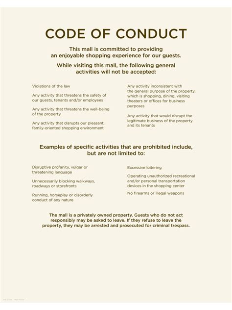 Code of Conduct example in Word and Pdf formats