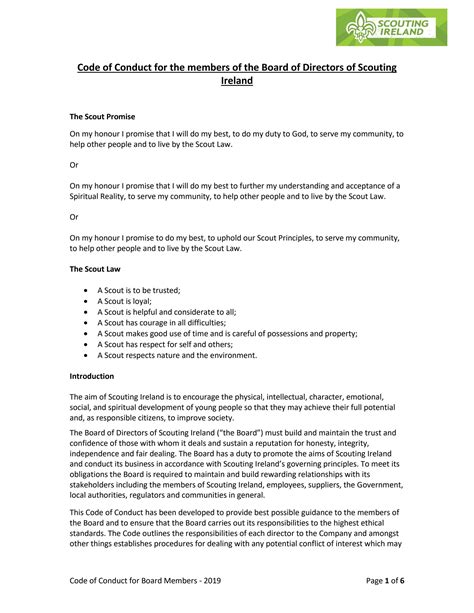 Code of Conduct for Board of Directors