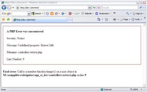 Codeigniter show error