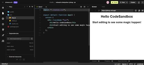 Codesandbox embed options.  How to open your project in a new browser wind...