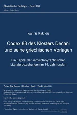 Codex 88 des klosters dečani und seine griechischen vorlagen. - Register zu den kirchenbüchern der katholischen pfarrei busenberg, 1746-1800/1804.