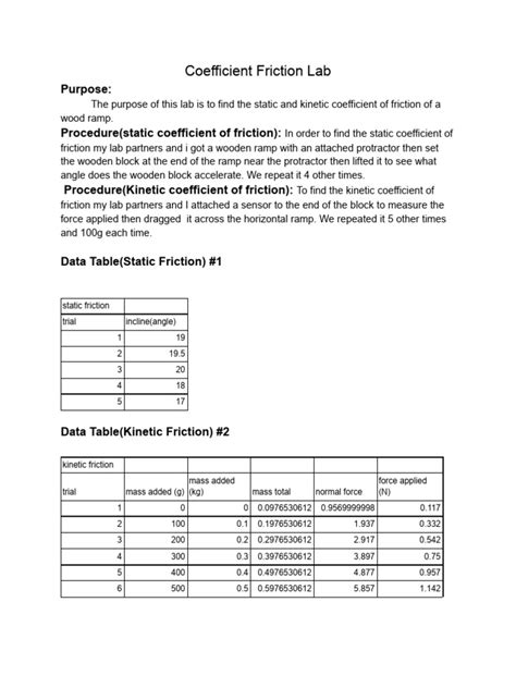 Coefficient of friction lab answer key.  A coefficient is also a number that is used t...