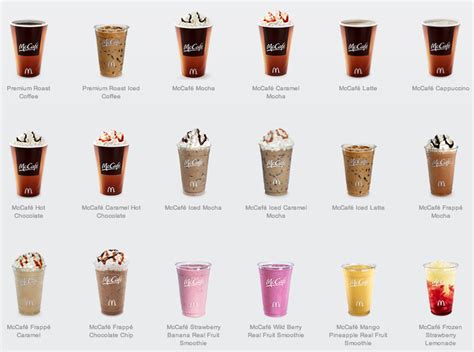 Coffee Frappe Drinks Menu McDonald