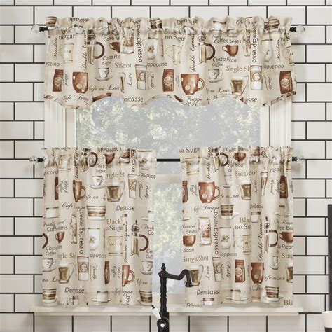 Ambesonne Coffee Kitchen Curtains, Group of Coffee Themed Artworks with Typography Vintage Ornament Print, Window Drapes 2 Panel Set for Kitchen Cafe Decor, 55" X 39", Yellow Brown. Fabric. 4.4 out of 5 stars 235. $27.95 $ 27. 95. FREE delivery Mon, Sep 25 . Only 1 left in stock - order soon. Options:. 