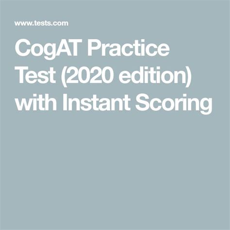 Cogat Practice Test 2020 Edition With Instant Scoring
