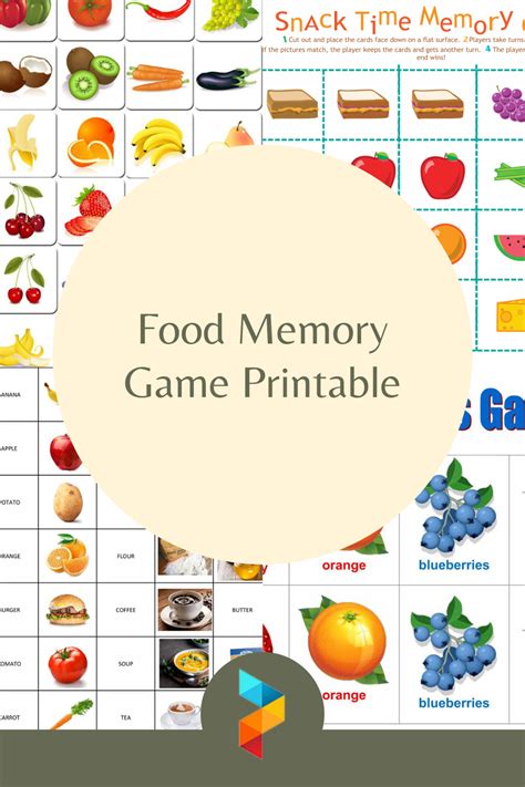 Cognitive Worksheets For Memory 4 Best Food Memory Game Printable