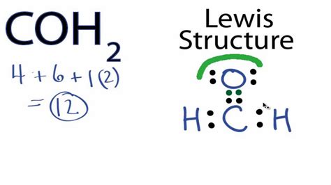 56 Share 14K views 10 years ago A step-by-step explanation of how to draw the COH2 Lewis Dot Structure. For the COH2 structure use the periodic table to find the total number of valence.... 