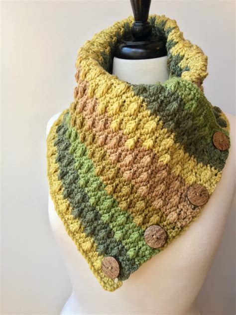 Coiling Colors Cowl Free Beginner Button Cowl Crochet Pattern