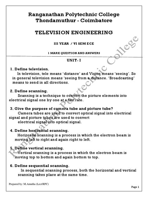 Coimbatore Syllabus Television Engineering Video