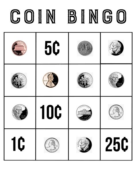 Coin Bingo Free Printable The Crafting Chicks