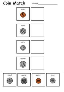 Coin matching cut and paste worksheet Worksheets Library