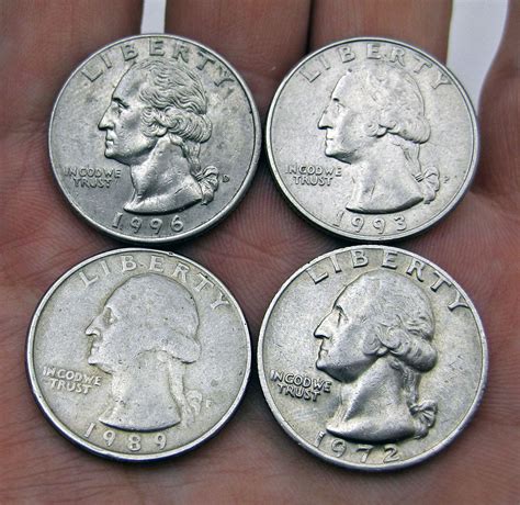 The quarter, short for quarter dollar, is a United States coin worth 25 cents, one-quarter of a dollar.The coin sports the profile of George Washington on its obverse, and after 1998 its reverse design has changed frequently. It has been produced on and off since 1796 and consistently since 1831. It has a diameter of 0.955 inch (24.26 mm) and a thickness of …. 