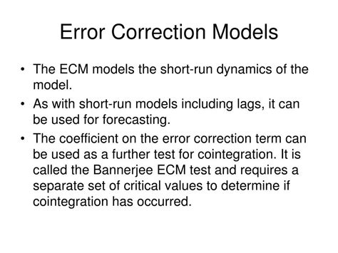 Cointegration and Error Correction