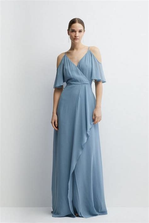 Cold Shoulder Fixed Wrap Maxi Bridesmaids Dress Coast