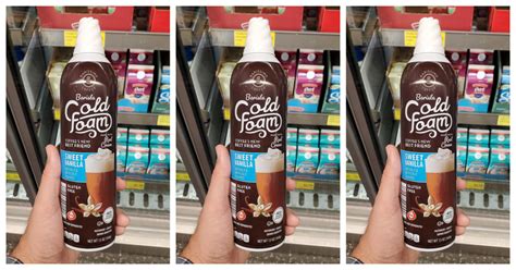 Cold foam in a can. Aldi's cold foam comes in what appears to be a whipped cream can, but the consistency, as one TikTok showcases, does actually resemble Starbucks cold foam, not milk froth or whipped cream. The price of a can varies slightly from location to location, but generally speaking, Aldi's cold foam costs around $5. 