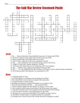 Spy. Middle East. Cold War Essentials – Crossword Puzzle Key. 