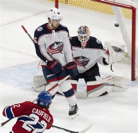 Cole Caufield scores in the final minute of overtime as Canadiens rally to beat Blue Jackets 4-3