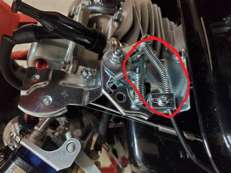 Coleman mini bike throttle return spring. When the spring fails the shoes kick in right away. If you don't want to go for a torque converter install I would HIGHLY recommend a Hilliard Extreme Duty clutch as a replacement. I put hilliards on my and my buddy's coleman three years ago and there's been no problem with either bike Hilliard clutch: 