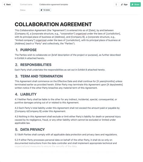 Collaboration Agreement Template Creator Resource