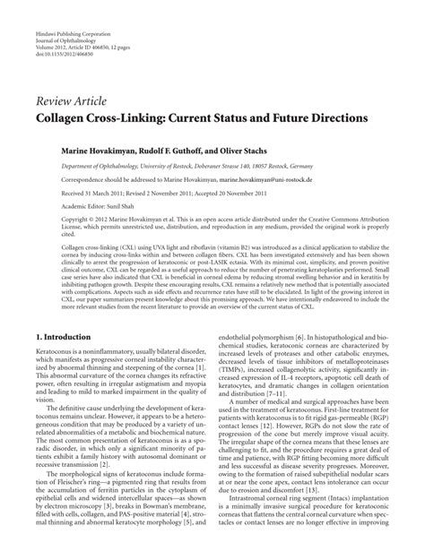 Collagen Cross-Linking: Current Status and Future Directions - PMC